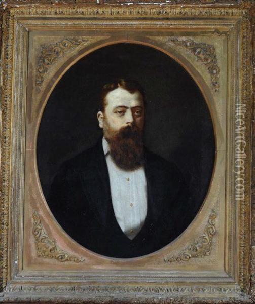 A Bust Portrait Of A Bearded Gentleman Oil Painting - William Crosby