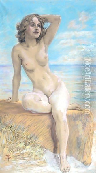 Weiblicher Akt (Female Nude) Oil Painting - Max Klinger