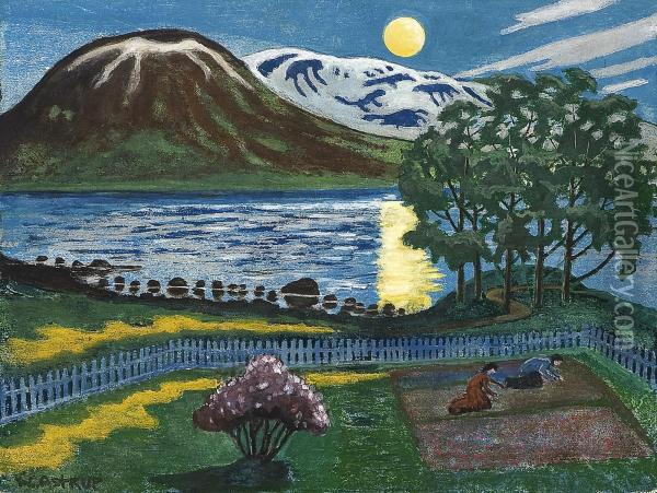Moon In May Oil Painting - Nikolai Astrup