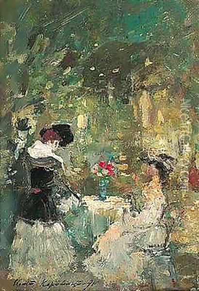 Parisian cafe scene Oil Painting - Konstantin Alexeievitch Korovin