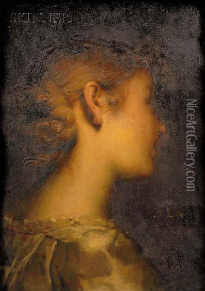 Portrait Of A Young Lady In Profile Oil Painting - Desire Francois Laugee