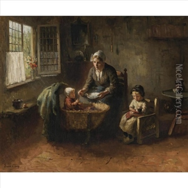 Feeding Baby Oil Painting - Bernard de Hoog