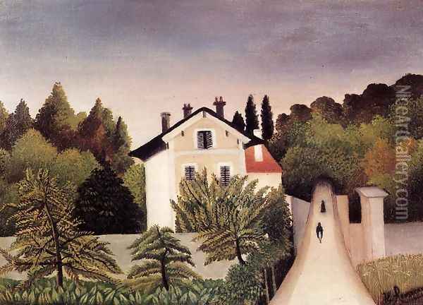 House on the Outskirts of Paris Oil Painting - Henri Julien Rousseau