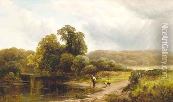 A ford on the Trent near Kings Mill Oil Painting - George Turner