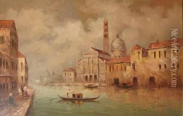 Venetian Scene Oil Painting - Valentine J. Costello