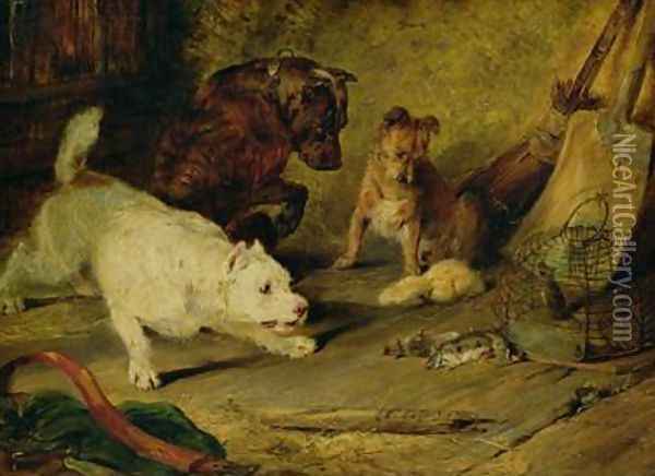 Ratcatchers Oil Painting - Sir Edwin Henry Landseer