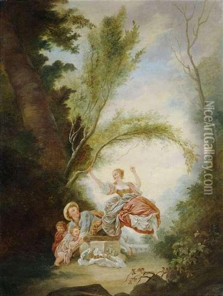 Scene In A Park Oil Painting - Jean-Honore Fragonard