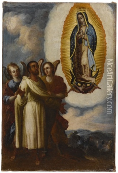 Virgen De Guadalupe Y Juan Diego Oil Painting - Juan Rodriguez Juarez