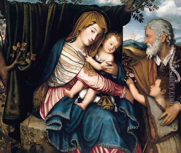 The Holy Family with the Infant St John 1585 Oil Painting - Niccolo Frangipane