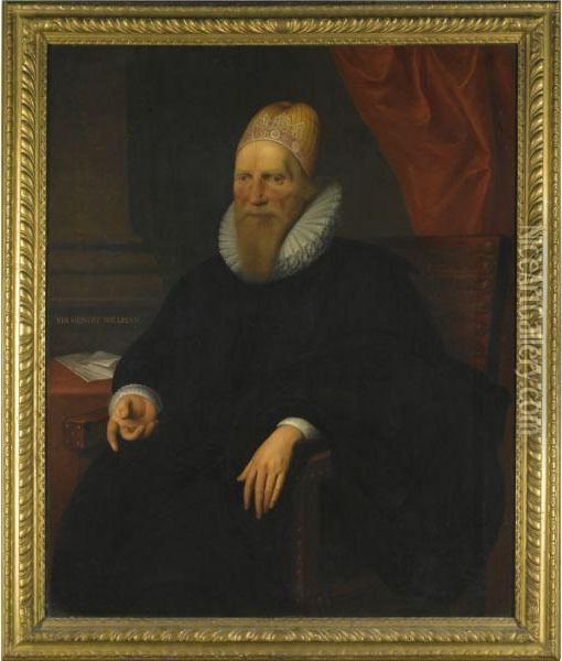 Portrait Of Sir Henry Spelman (c.1564-1641) Oil Painting - Cornelius Jonson