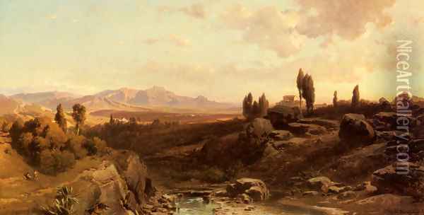 Blick Über Die Sierra Nevada (The Sierra Nevada) Oil Painting - Friedrich Bamberger