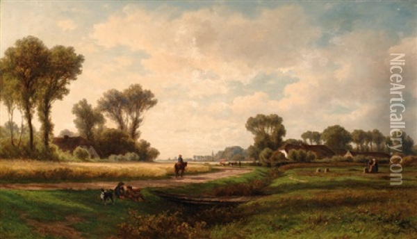 Figures In A Landscape Oil Painting - Adrianus van Everdingen