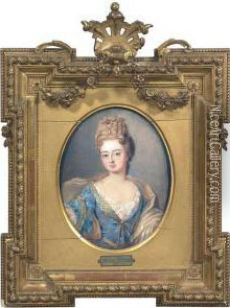 Portrait Of A Lady. Watercolour And Gouache On Cardboard, Monogrammed Oil Painting - Emanuel Thomas Peter