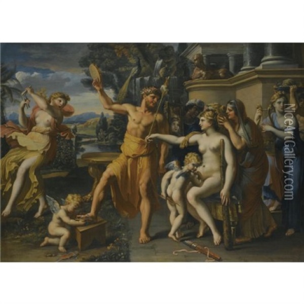 Hercules And Omphale Oil Painting - Francois (le Bourguignon) Perrier