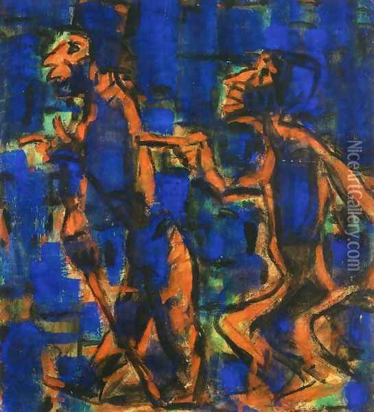 Two Gypsies Oil Painting - Christian Rohlfs