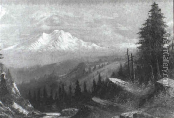 Panoramic Mountain Scene With Stream Oil Painting - Josef Engelhart