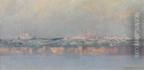 Blick Auf Konstantinopel Vom Bosporus Aus Oil Painting - Charles Cottet
