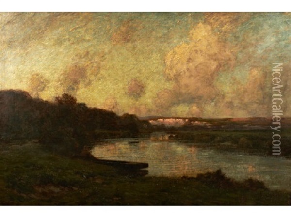 River Landscape At Amberley, Near Arundel Oil Painting - Jose Weiss
