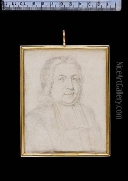 An Unfinished Portrait Of One Of Charles Ii's Bishops, Wearing Robes And Bands, With Shoulder-length Hair Oil Painting - Robert White
