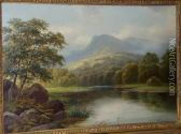 Still Waters, Invernesshire Oil Painting - Albert Dunnington