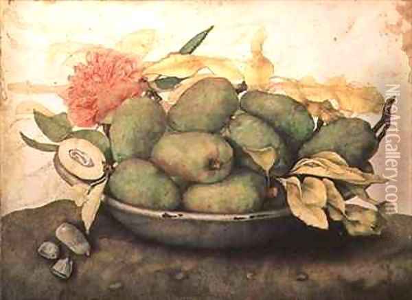A Bowl of Pears Oil Painting - Giovanna Garzoni