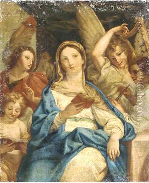 The Madonna with Angels Oil Painting - Francesco de Mura