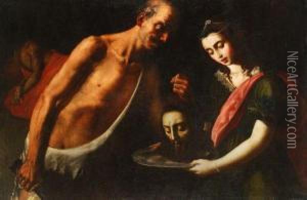 Salome With The Head Of Saint John The Baptist Oil Painting - Massimo Stanzione