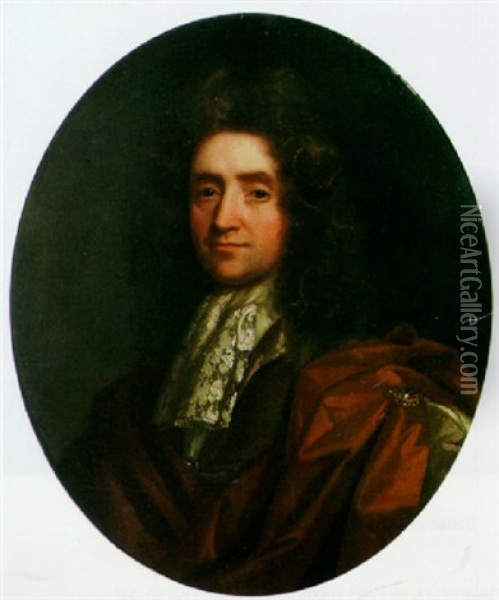 A Portrait Of A Nobleman With A Lace Collar Oil Painting - Nicolas de Largilliere