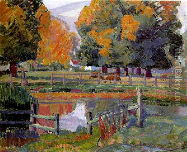 Autumn, Richmond Park Oil Painting - Spencer Frederick Gore