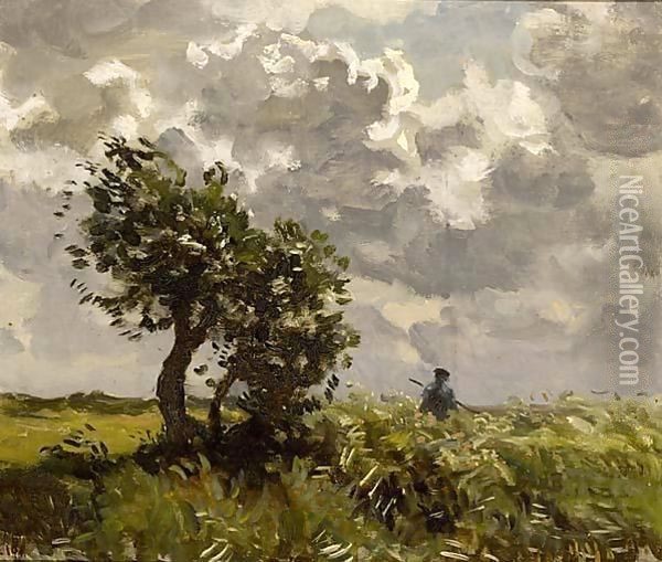 A Hunter In A Landscape Oil Painting - Willem Bastiaan Tholen