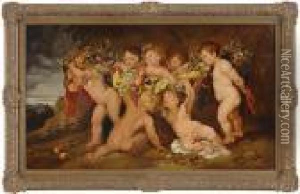 Puttenreigen. Oil Painting - Peter Paul Rubens
