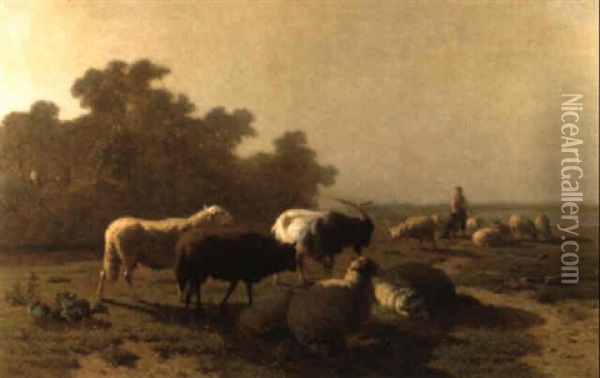 Landschap Met Schapenhoedertje Oil Painting - Louis Robbe