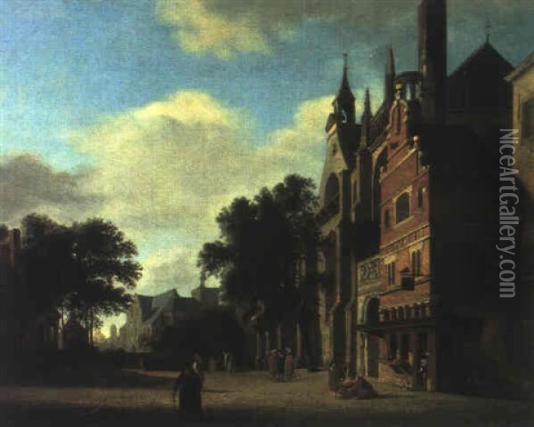 Ansicht Einer Hollaendischen Stadt Oil Painting - Jan Van Der Heyden