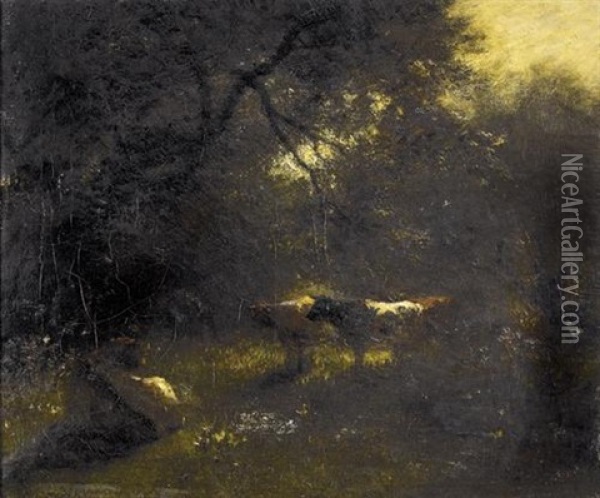 Waldlichtung Mit Kuhen Oil Painting - Jules Dupre