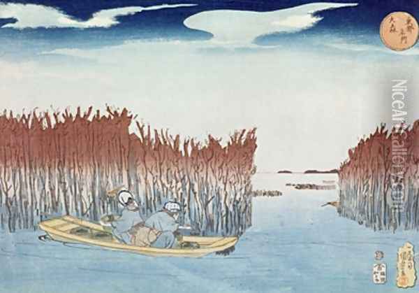 Seaweed Gatherers at Omari Oil Painting - Utagawa Kuniyoshi