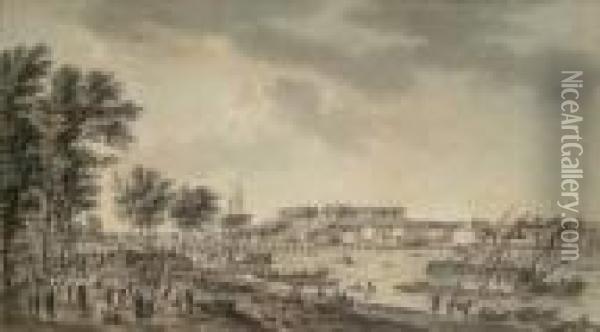 Vue Du Port De Bayonne Oil Painting - Charles-Nicolas I Cochin
