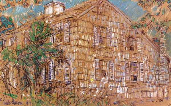 Home Sweet Home Cottage Oil Painting - Frederick Childe Hassam
