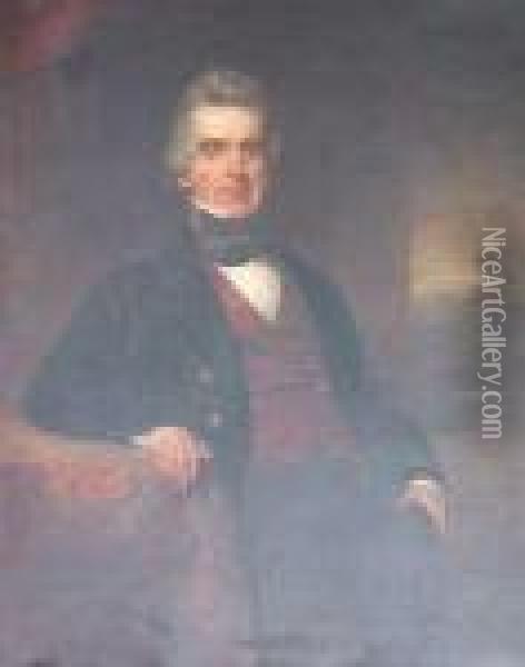 Three Quarter Length Portrait Of A Man A Distant Landscapebeyond Oil Painting - Sir John Watson Gordon