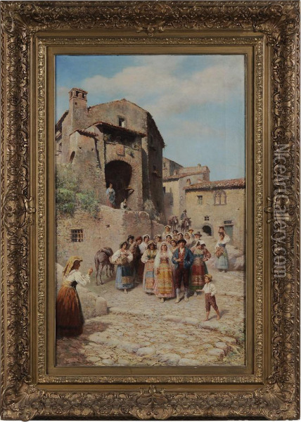The Wedding Procession Oil Painting - Francesco Bergamini