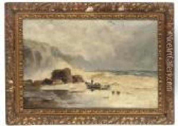 Fisherfolk On The Coast Oil Painting - Henry Schouten