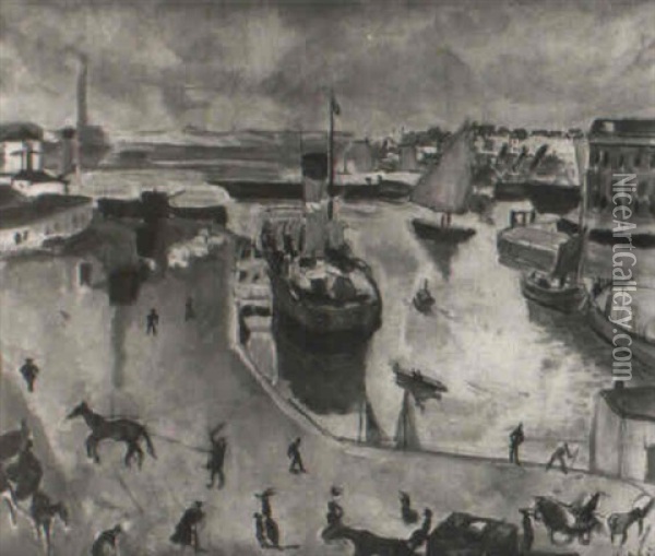 Hafenszene In Frankreich Oil Painting - Rudolf Grossmann
