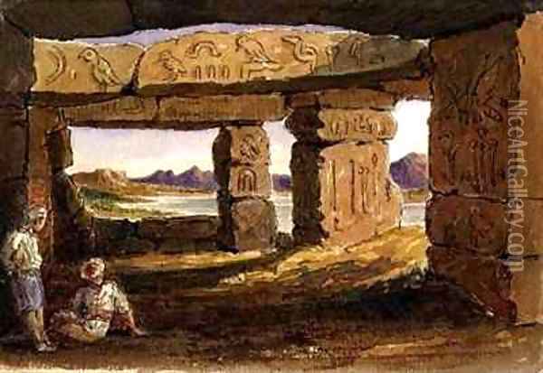 Temple of Amada Nubia Oil Painting - Arthur Sherwood Edwards