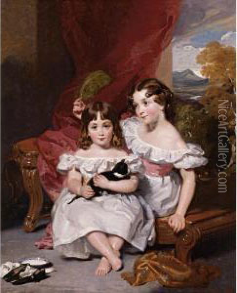 Portrait Of The Fraser Sisters Oil Painting - Henry Wyatt