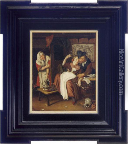 A Couple Merrymaking Oil Painting - Jan Steen