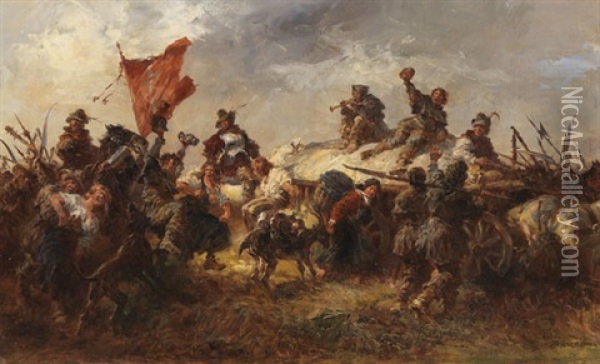 Szene Aus Dem Bauernkrieg Oil Painting - Anton Hoffmann