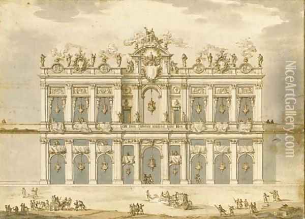 A design for an apparatus possibly for the Festa della Chinea of 1766 Oil Painting - Paolo Posi