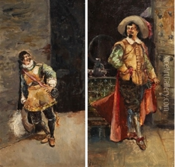 Pareja De Mosqueteros (pair) Oil Painting - Jose Ruiz Blasco