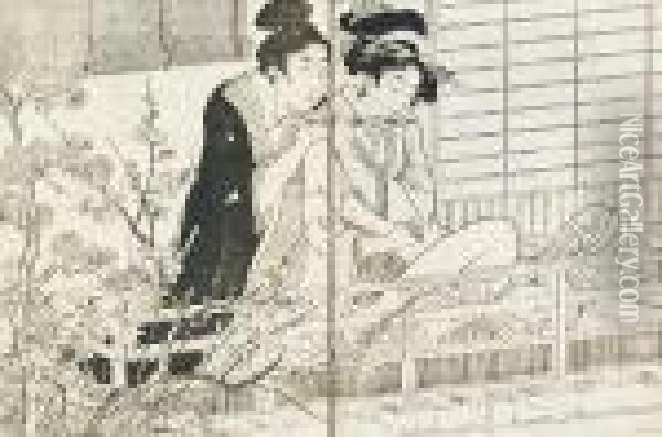 Ehon Warai Jogo Oil Painting - Kitagawa Utamaro