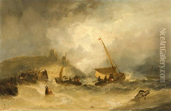 Stormy Day Of The Coast Oil Painting - William Harry Williamson