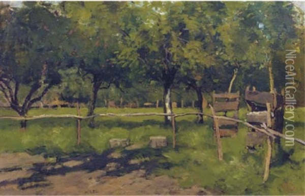A Rickety Fence Oil Painting - Geo Poggenbeek